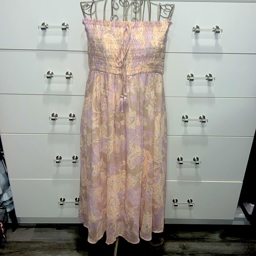 Mystree Floral Strapless Dress, size L
